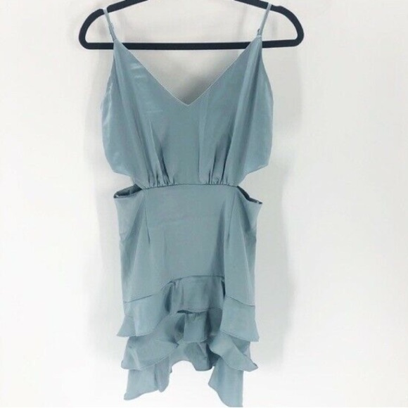 WAYF Mackenzie Cutout Tiered Ruffle Satin Mini Dress - Picture 5 of 8